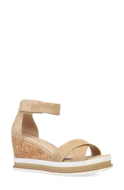 Pelle Moda Westyn Ankle Strap Platform Wedge Sandal In Latte