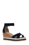 Pelle Moda Westyn Ankle Strap Platform Wedge Sandal In Midnight