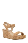 Pelle Moda Wiltz Ankle Strap Platform Wedge Sandal In Natural