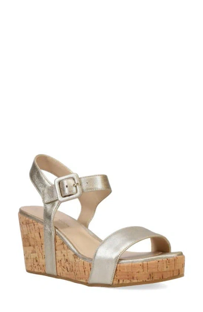 Pelle Moda Wiltz Ankle Strap Platform Wedge Sandal In Platinum Gold