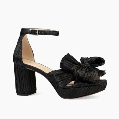 Pelle Moda Women's Amalie Ankle Strap Platform Sandal In Black Pleated Fabric In Multi