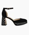 Pelle Moda Dietta Ankle Strap Platform Pump In Black