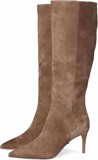 Pelle Moda Women's Lidya Heeled Tall Boots In Taupe Suede In Brown