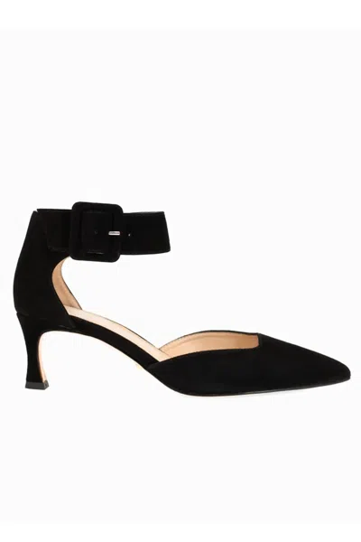 Pelle Moda Women's  Ciann Flared Out Heel Pump In Black Kid Suede