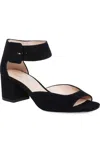 Pelle Moda Women's Uliss Ankle Strap Sandal In Black Suede