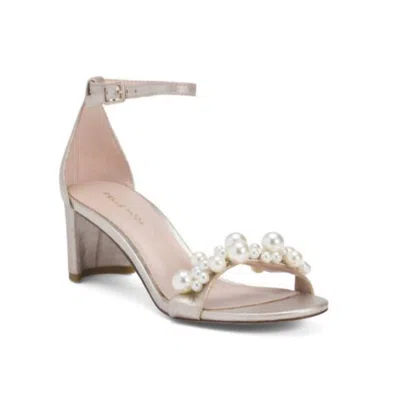 Pelle Moda Women's Vacie Imitation Pearl Sandal In Gold Suede In Multi