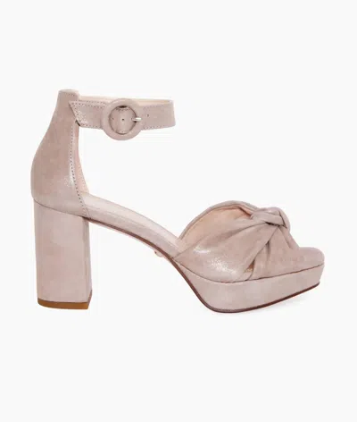 Pelle Moda Womn's Anesa Platform Heeled Sandal In Dark Taupe Shimmer Suede In Pink