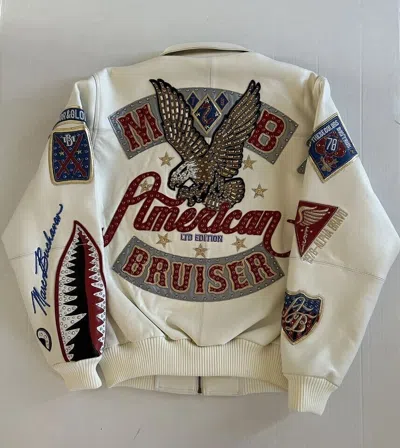 Pre-owned Pelle Pelle American Bruiser Authentic Limited Edition Pure Leather Jacket 100% In White