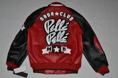 Pre-owned Pelle Pelle Authentic  Men's Leather Jacket Soda Club Red Black All Sizes