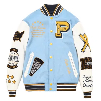Pelle Pelle Men's Varsity Jacket In Sky In Blue