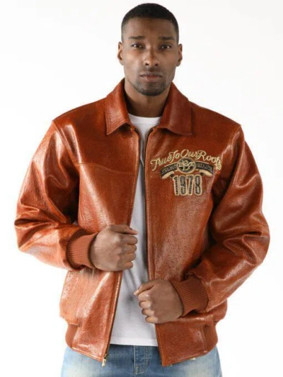 Pre-owned Pelle Pelle True To Our Roots Brown Genuine Leather Jacket