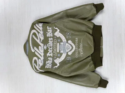 Pre-owned Pelle Pelle Wdw X Pp 'greatest Of All Time' Genuine Leather Jacket In Green