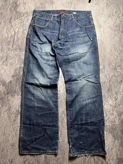 Pre-owned Pelle Pelle X Vintage Y2k Pelle Pelle Baggy Rap Hip Hop Style Washed Denim Pants In Blue Wash