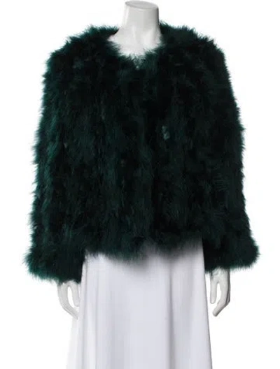 Pre-owned Pello Bello Ostrich Feather Down Jacket In Green