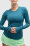 Peloton Active Brushed Jersey Long Sleeve In Blue