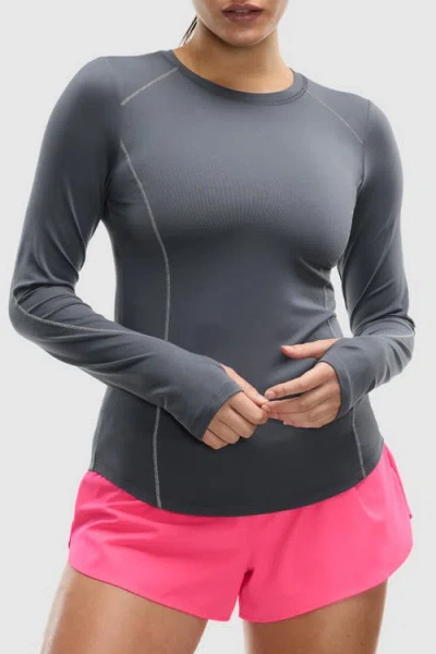 Peloton Active Brushed Jersey Long Sleeve In Gray