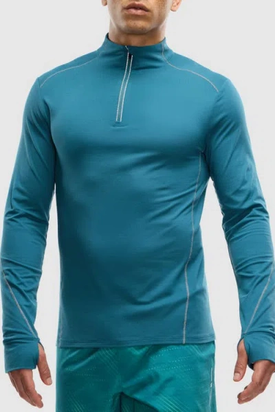 Peloton Active Brushed Jersey ¼ Zip In Blue