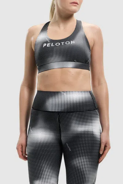 Peloton Cadent Everyday Racerback Bra In Halftone Black Print