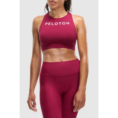 Peloton Cadent High Neck Racerback Bra In Beet Red