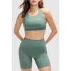 Peloton Cadent Mid Neck V Strap Bra In Duck Green