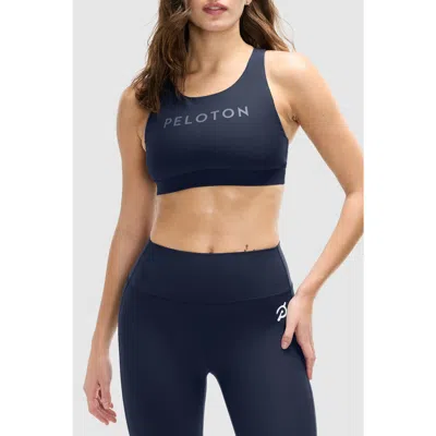 Peloton Cadent Mid Neck V Strap Bra In Navy Blazer