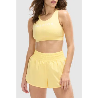 Peloton Cadent Mid Neck V Strap Bra In Pale Banana