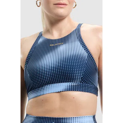 Peloton Cadent Racer Front Bra In Halftone Navy Print