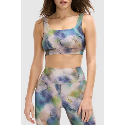 Peloton Cadent Square Neck Longline Bra In Abby L Print