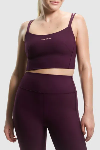 Peloton Cadent Strappy Open Back Bra In Winter Plum