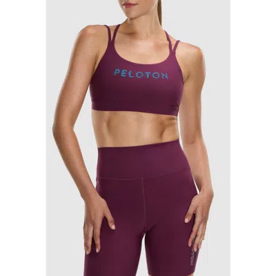 Peloton Cadent Strappy Y Back Bra In Burgundy