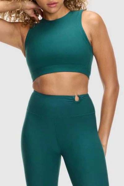 Peloton Cadent Super Crop Cutout Tank In Green