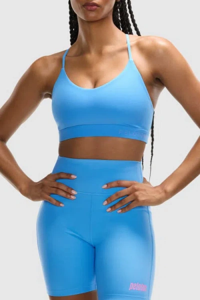 Peloton Cadent V-neck Strappy Back Bra In Blue