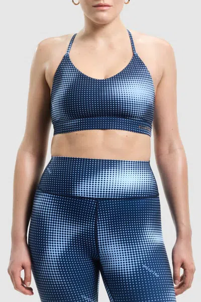 Peloton Cadent V-neck Strappy Back Bra In Halftone Navy Print
