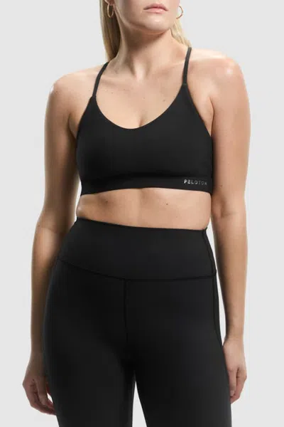 Peloton Cadent V-neck Strappy Back Bra In Jet Black