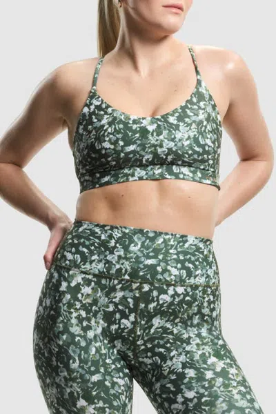 Peloton Cadent V-neck Strappy Back Bra In Petal Riot Print