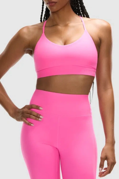 Peloton Cadent V-neck Strappy Back Bra In Pink