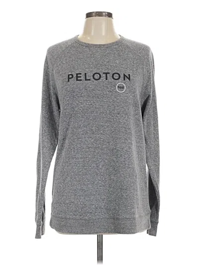 Pre-owned Peloton Long Sleeve Top Gray Crew Neck Tops
