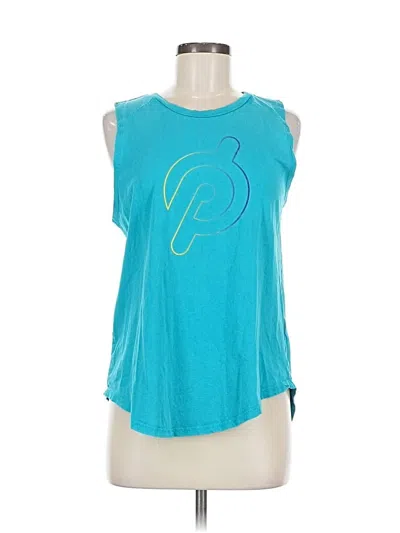 Pre-owned Peloton Sleeveless Top Teal One Shoulder Neckline Tops In Blue
