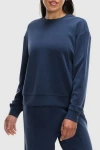 Peloton Washed Interlock Pintuck Crewneck In Deep Navy