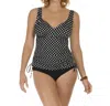 Penbrooke Adjustable Side Tie Fauxkini One Piece Swimsuit In Black And White