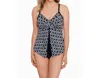 Penbrooke Batik Charm Knotted Flyaway Tankini Top In Black/ivory In Multi