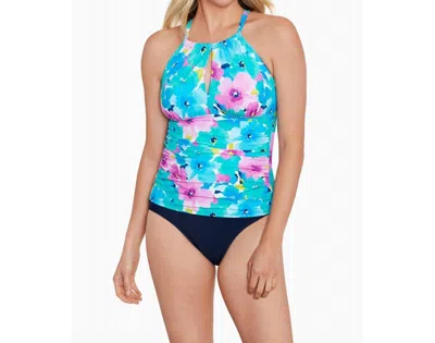 Penbrooke Hidden Garden High Neck Keyhole Tankini In Multi