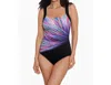 Penbrooke Illusion Tank One Piece In Multi In Black