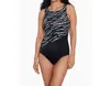 Penbrooke Perfect Bubbles High Neck Tank One Piece In Black/white In Multi