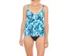 Penbrooke Rain Dance 3 Tier Tankini Top In Navy Multi In Multi