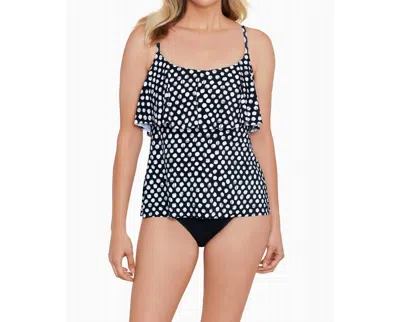 Penbrooke Spots Single Tier Tankini In Black/white In Multi