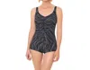 Penbrooke Tidal Wave Shirred Front Girl Leg One Piece In Black In Black
