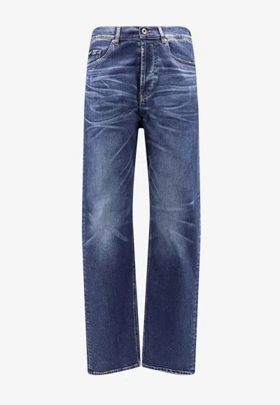 Pence 1979 Logo Patch Straight-leg Jeans In Blue
