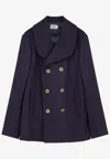 Pence 1979 Time Double-breasted Wool Coat In Blue