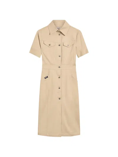 Pence Button Pocket Dress In Brown